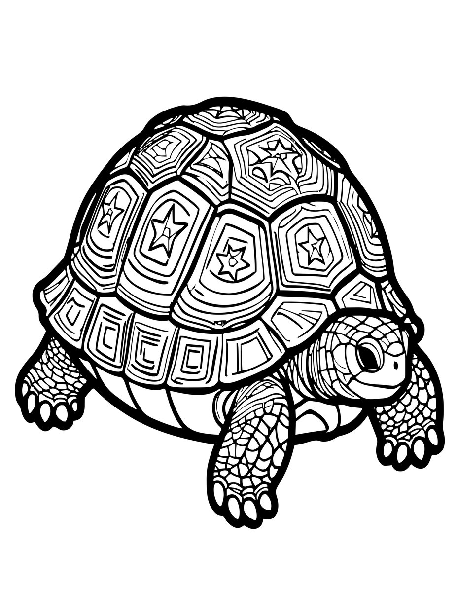 Star Tortoise - free printable coloring page