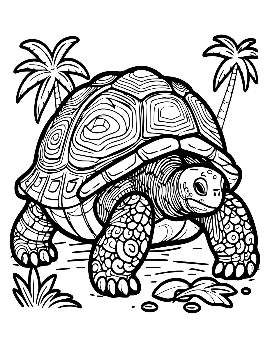 Aldabra Tortoise - free printable coloring page