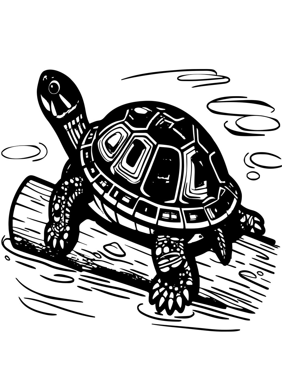 Painted Turtle - free printable coloring page