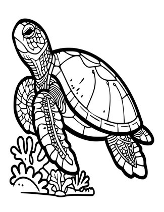 Loggerhead Sea Turtle - Free printable coloring page