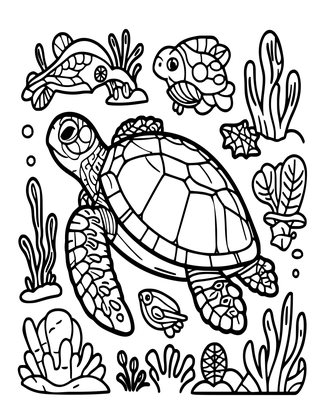 Turtle Ecosystem - Free printable coloring page