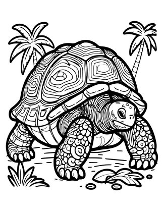 Aldabra Tortoise - Free printable coloring page