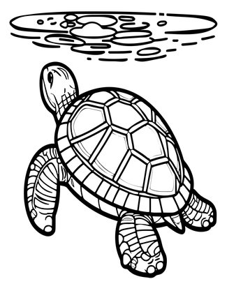 Turtle Under Water - Free printable coloring page