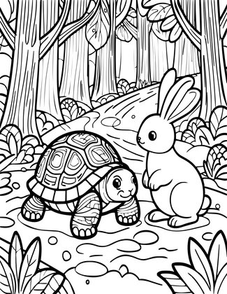 Tortoise and Hare - Free printable coloring page