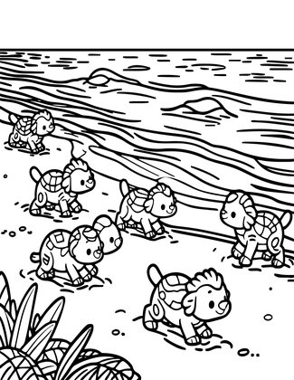 Baby Sea Turtles - Free printable coloring page