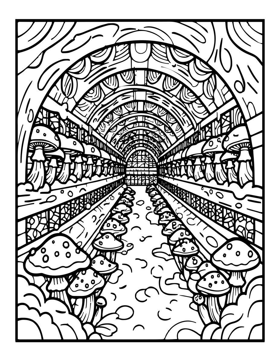 Mushroom Farm - free printable coloring page