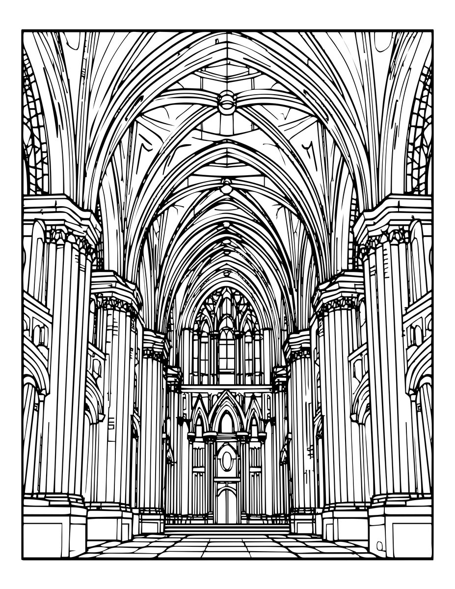 Cathedral Cavern - free printable coloring page