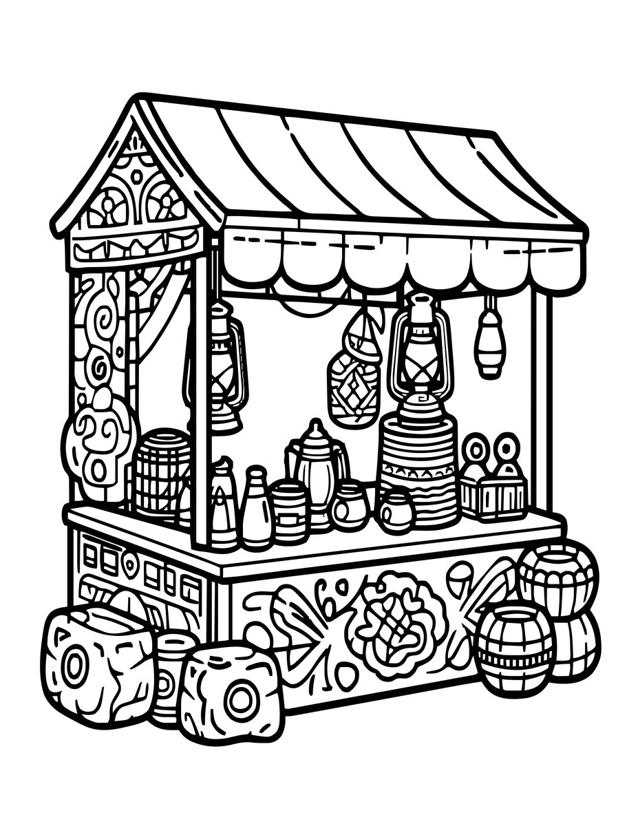 Market Level - free printable coloring page