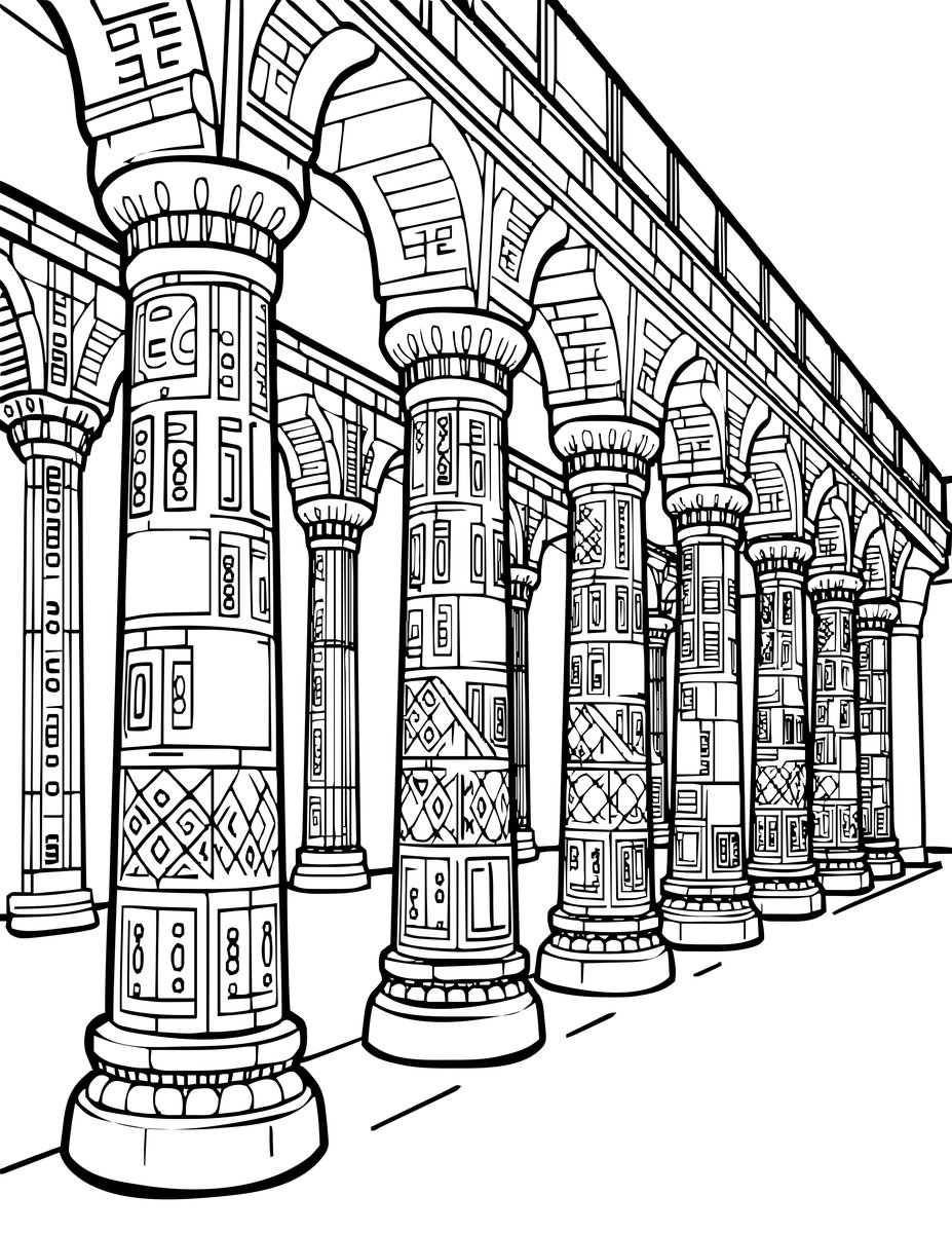 Carved Columns - free printable coloring page