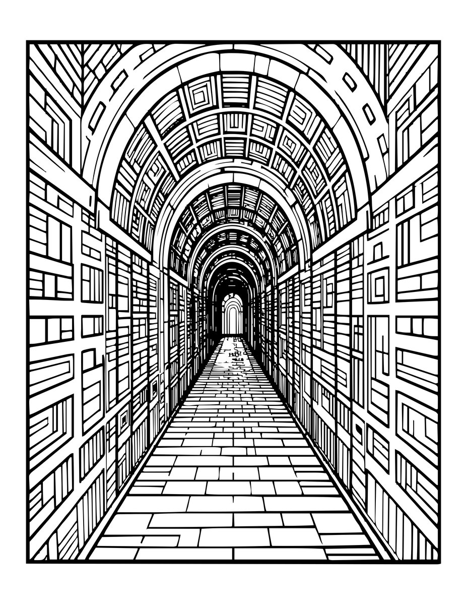 Escape Tunnel - free printable coloring page