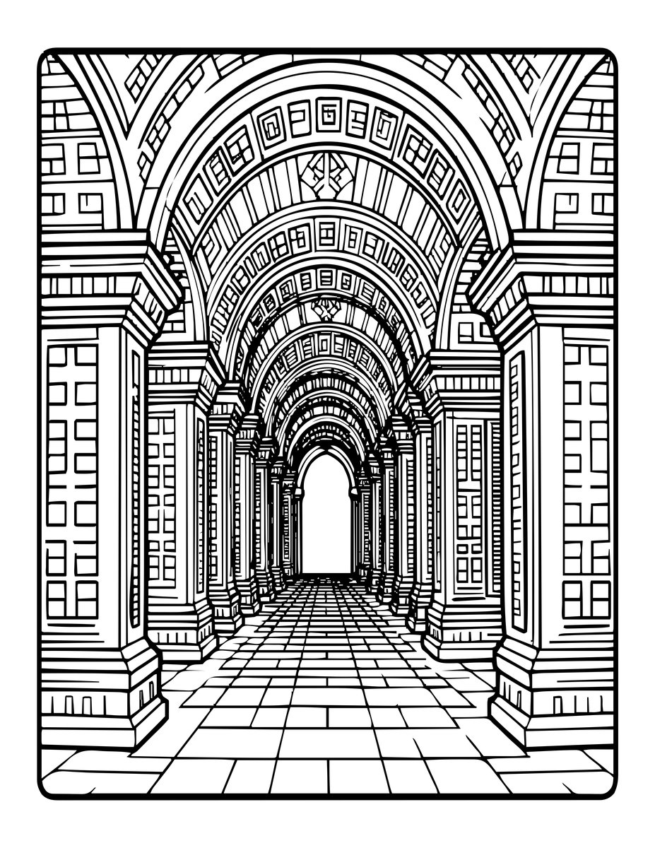 Abandoned Halls - free printable coloring page
