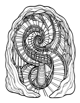 Staircase Descent - Free printable coloring page