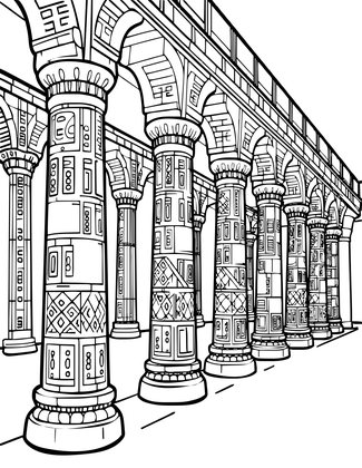 Carved Columns - Free printable coloring page