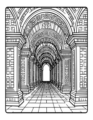 Abandoned Halls - Free printable coloring page