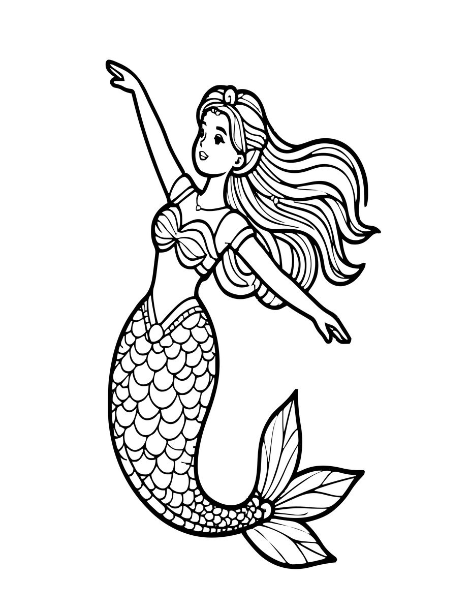 Mermaid Dancer - free printable coloring page