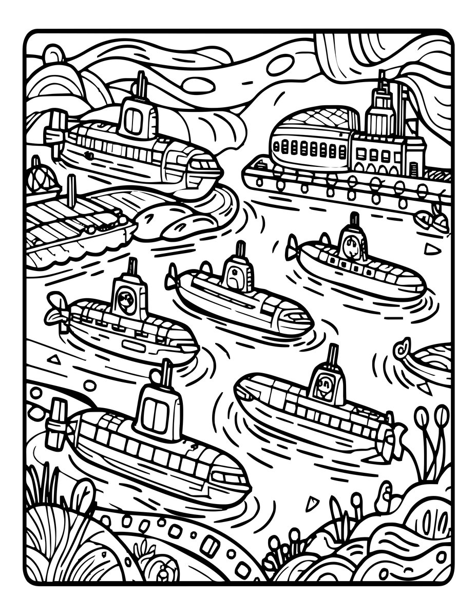 Harbor Scene - free printable coloring page