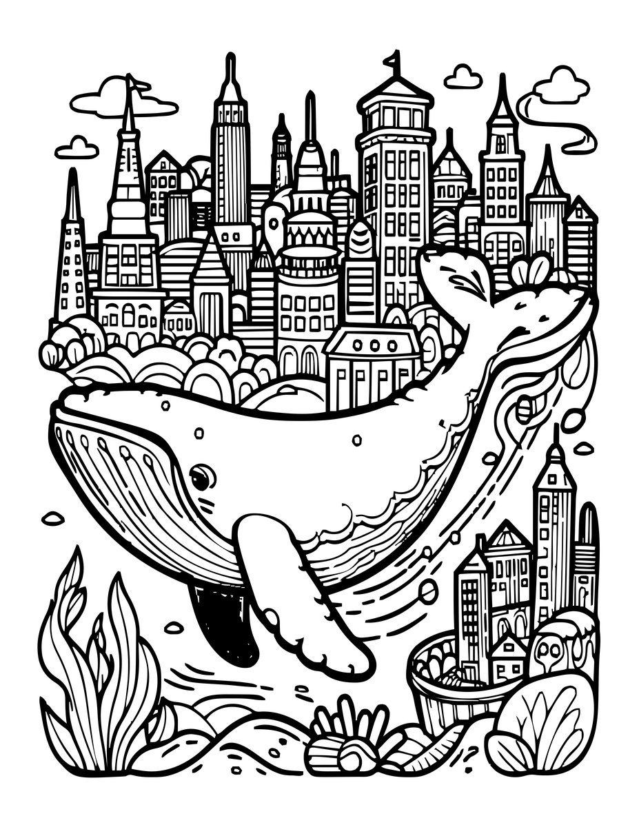 Whale Migration Route - free printable coloring page