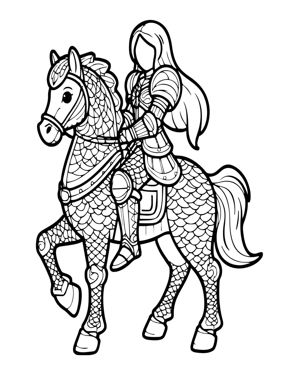 Mermaid Knight - free printable coloring page