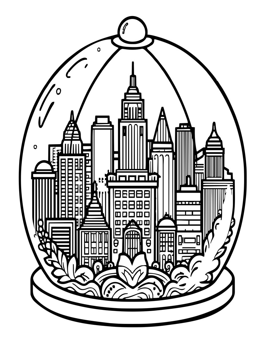 Bubble Dome City - free printable coloring page