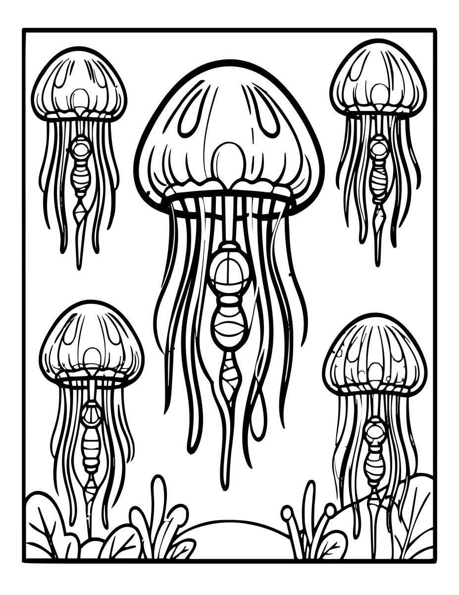 Jellyfish Lanterns - free printable coloring page