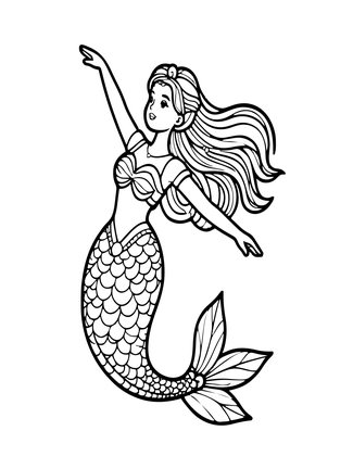 Mermaid Dancer - Free printable coloring page