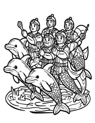 Dolphin Cavalry - Free printable coloring page