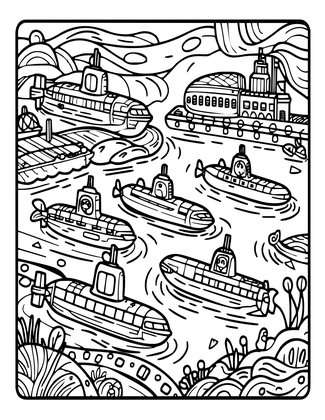 Harbor Scene - Free printable coloring page