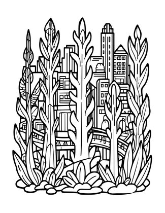 Kelp Forest City - Free printable coloring page
