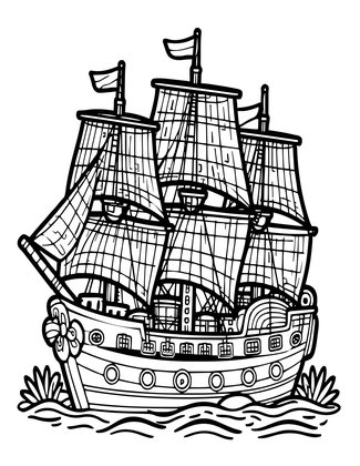 Sunken Galleon City - Free printable coloring page