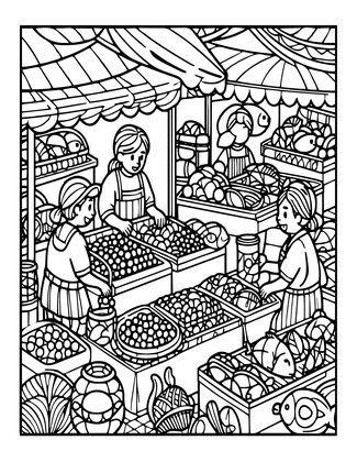 Market Square - Free printable coloring page