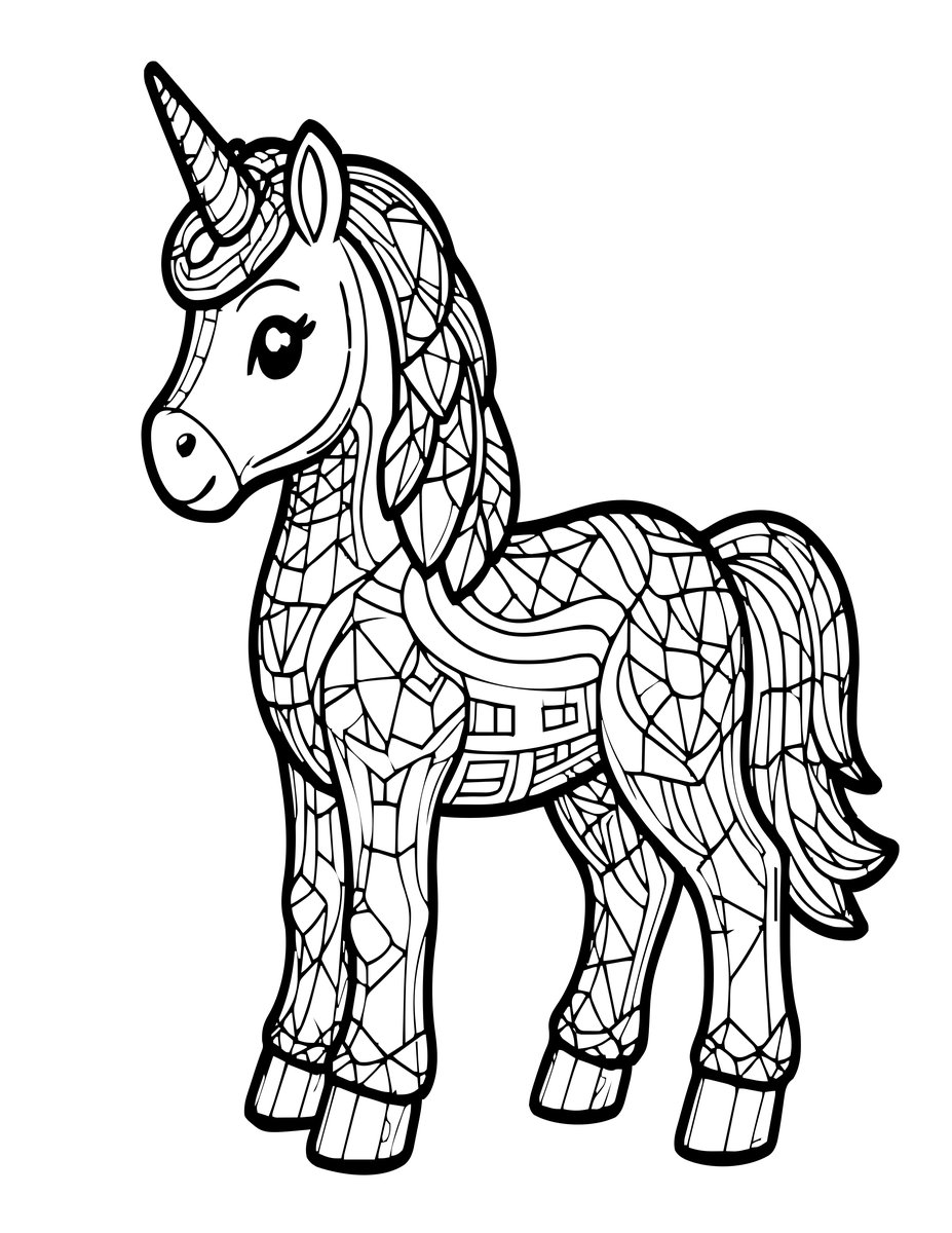 Crystal Unicorn - free printable coloring page