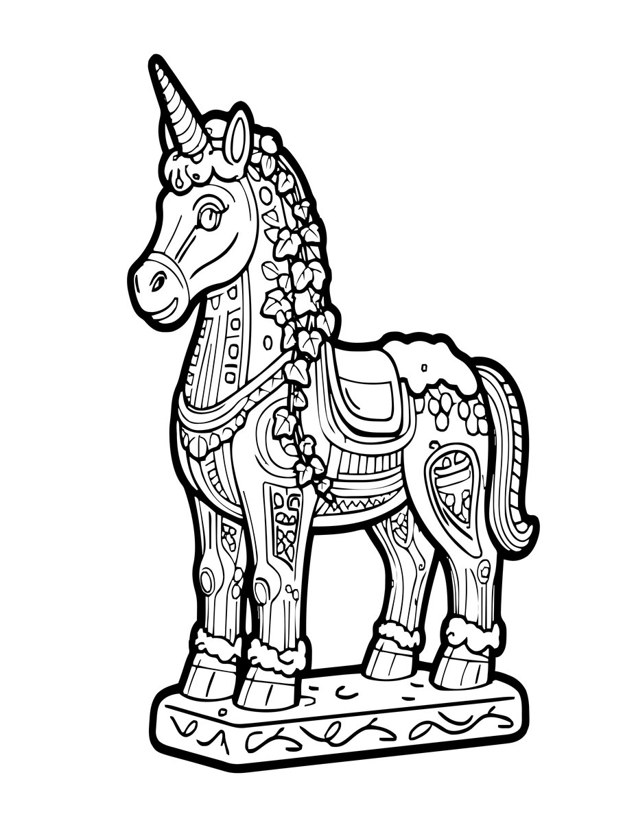 Unicorn Statue - free printable coloring page