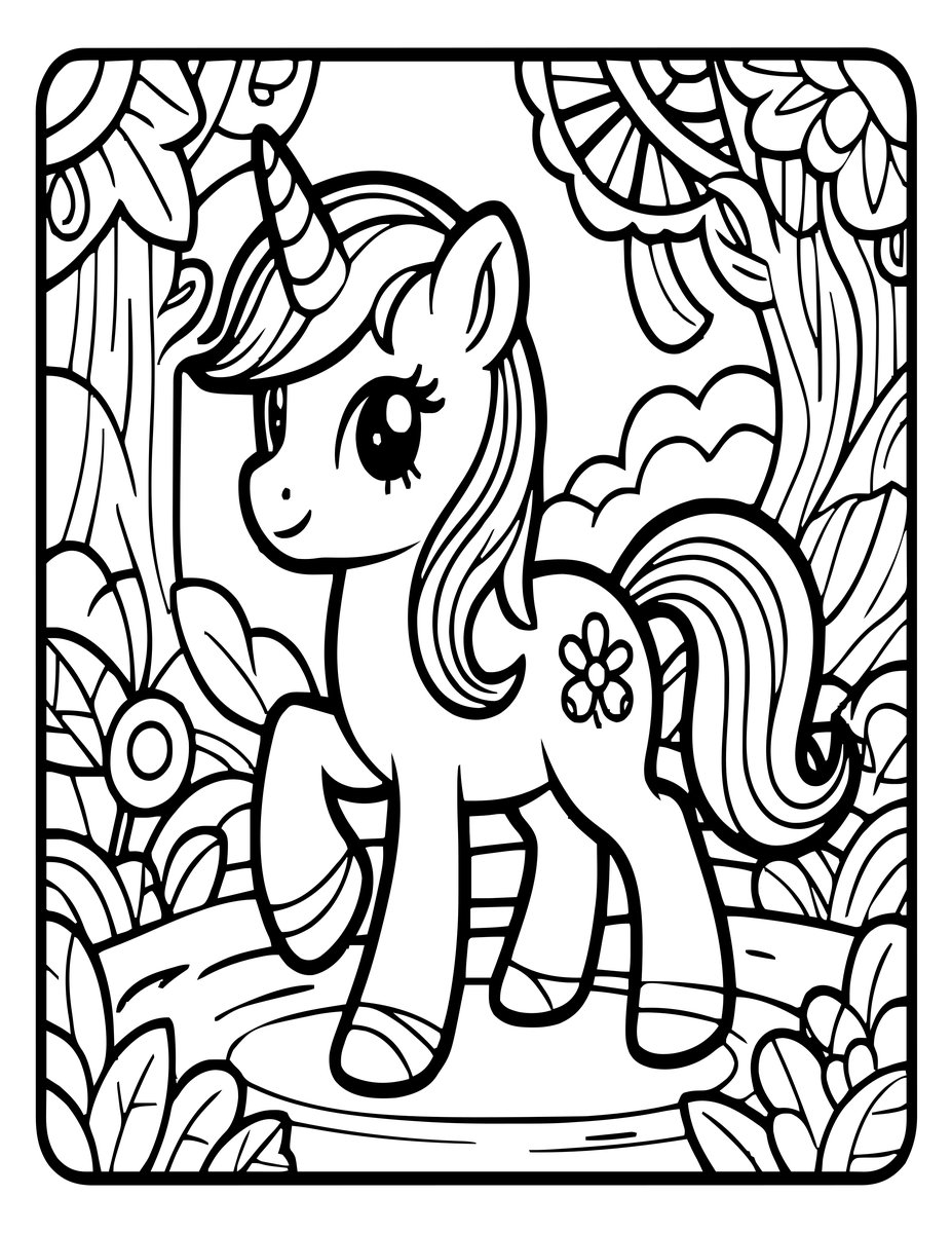 Baby Unicorn - free printable coloring page