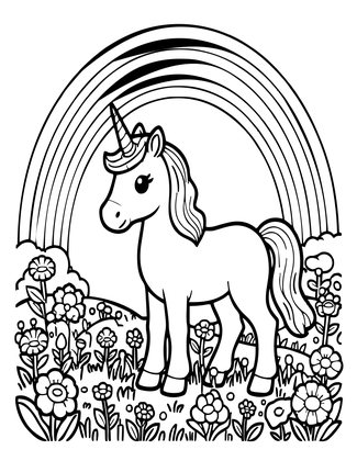Meadow Unicorn - Free printable coloring page