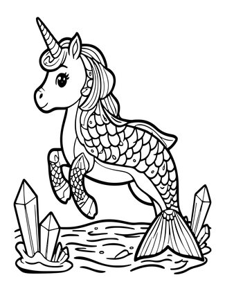 Sea Unicorn - Free printable coloring page