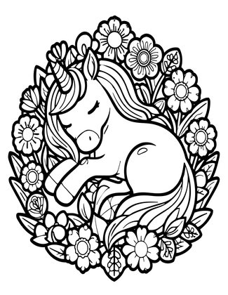 Unicorn Sleeping - Free printable coloring page