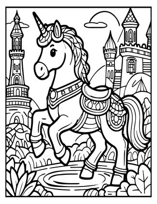 Unicorn in Battle - Free printable coloring page