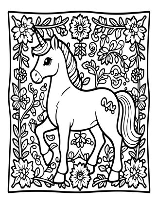 Unicorn Tapestry - Free printable coloring page