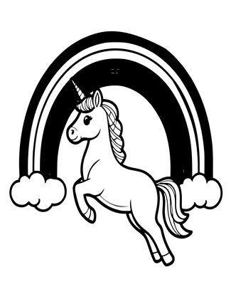 Unicorn and Rainbow - Free printable coloring page