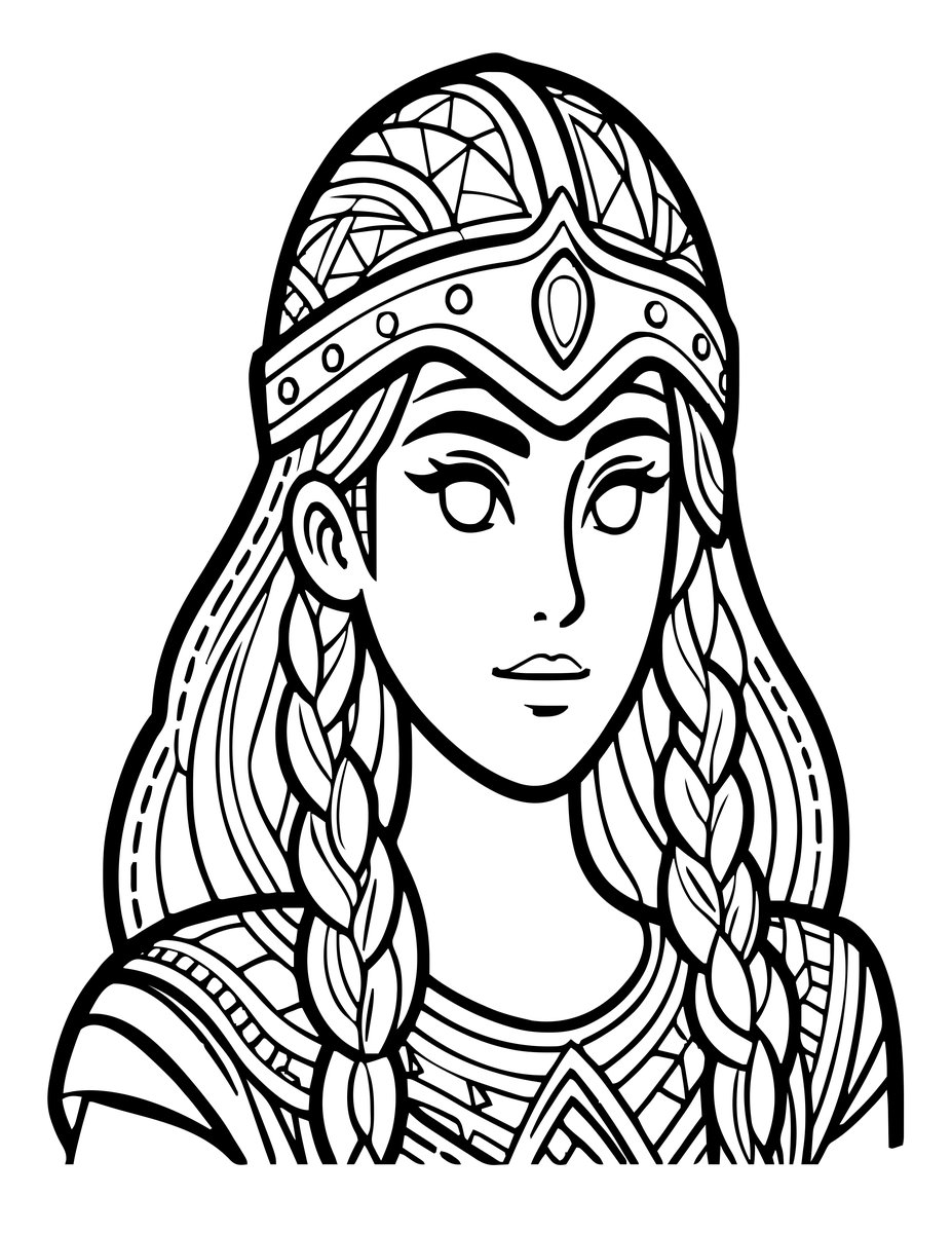 Hildr Portrait - free printable coloring page