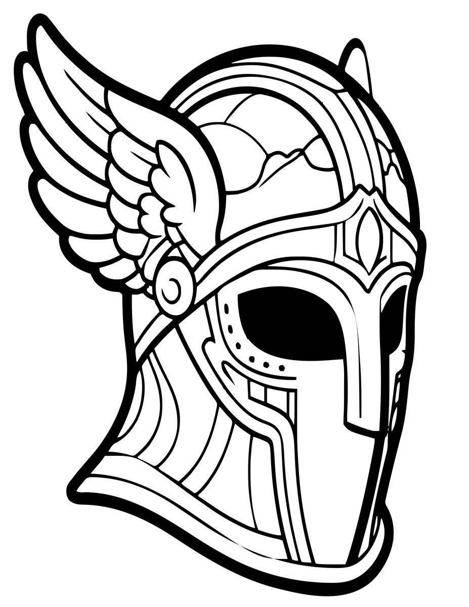 Winged Helmet - free printable coloring page