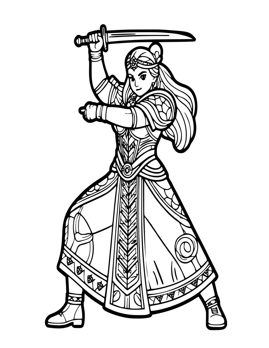 Sword Dance - free printable coloring page