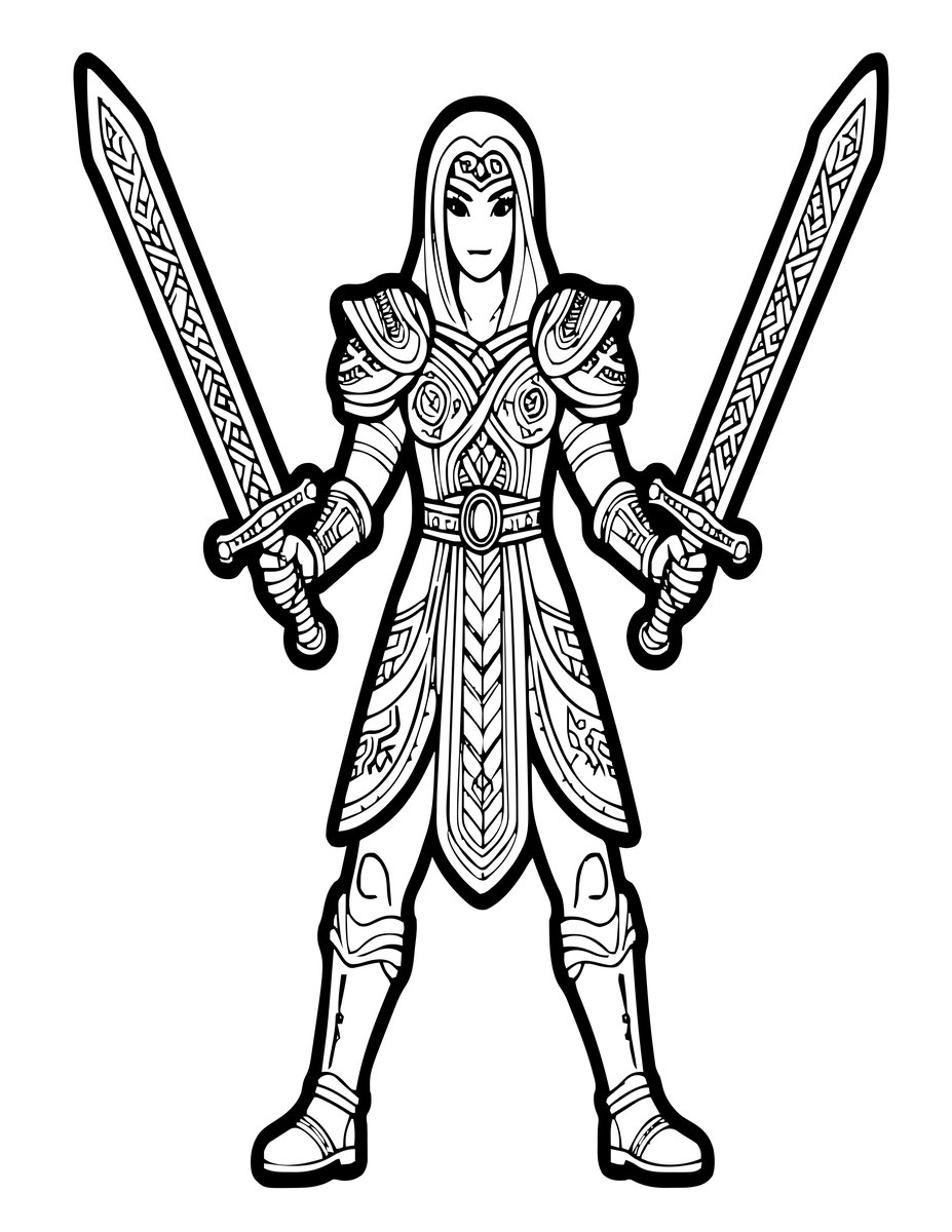 Twin Blades - free printable coloring page