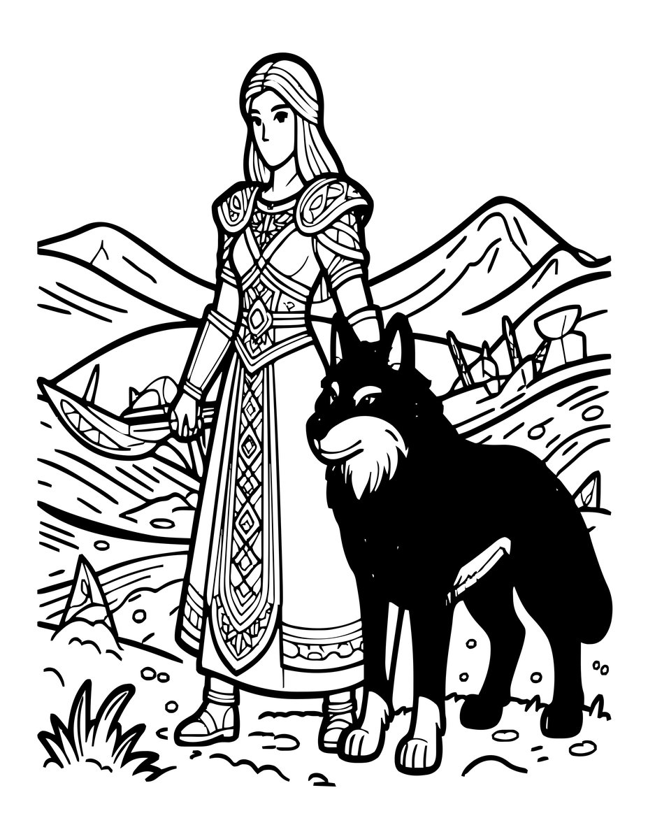 Wolf Companion - free printable coloring page