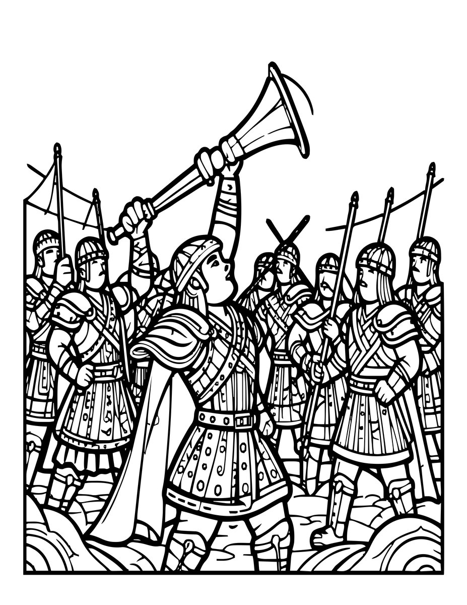 Horn Call - free printable coloring page