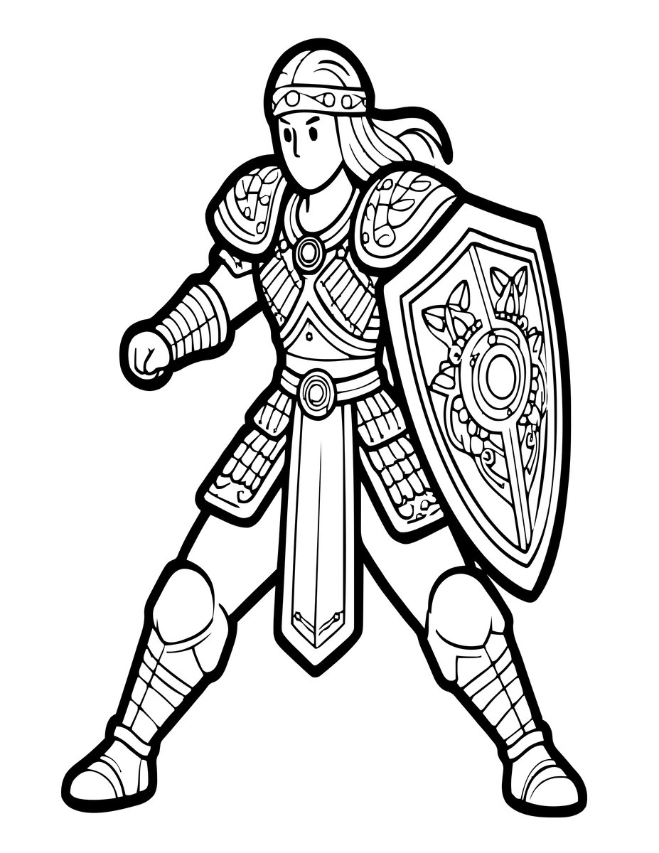 Shield Maiden - free printable coloring page
