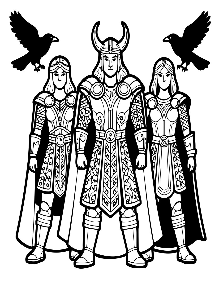Odin's Council - free printable coloring page
