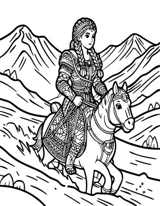 Braided Warrior - Free printable coloring page