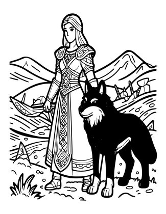 Wolf Companion - Free printable coloring page