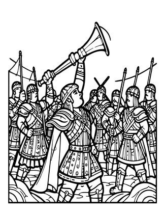 Horn Call - Free printable coloring page